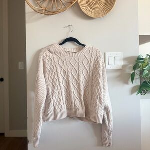 Hollister Cream Cable-Knit Crew Sweater